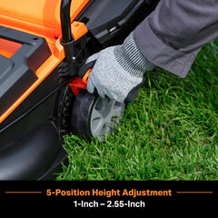 LawnMaster trimmer front view highlighting slim shaft and handle comfort
