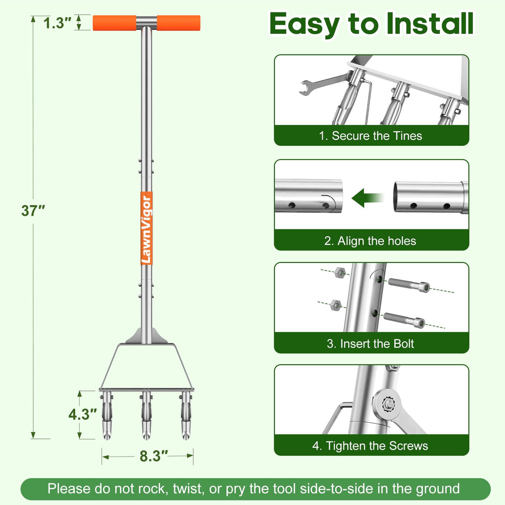 LawnVigor packaging with assembly tools displayed for quick setup advantage