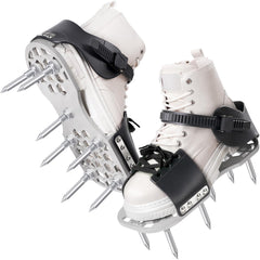 LawnVigor front view aerator shoes showing ready-to-wear design and secure fit benefit