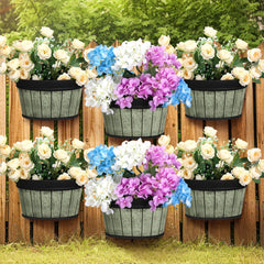 Layhit front view of six hanging planters showing coordinated set and curb appeal