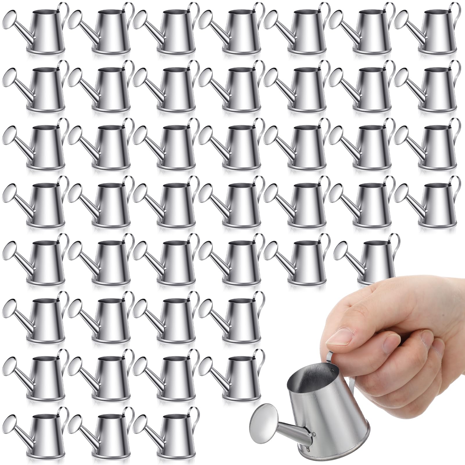 Layhit mini watering can front view showing silver finish and compact charm