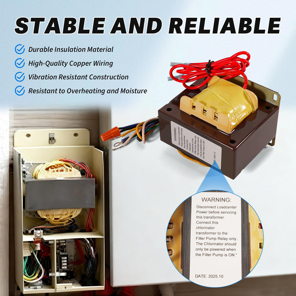 Lazenta transformer mounted in a Pentair control panel ensuring restored system power