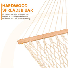 Lazy Daze Hammocks assembled on a 14 ft stand on a porch promoting effortless outdoor relaxation