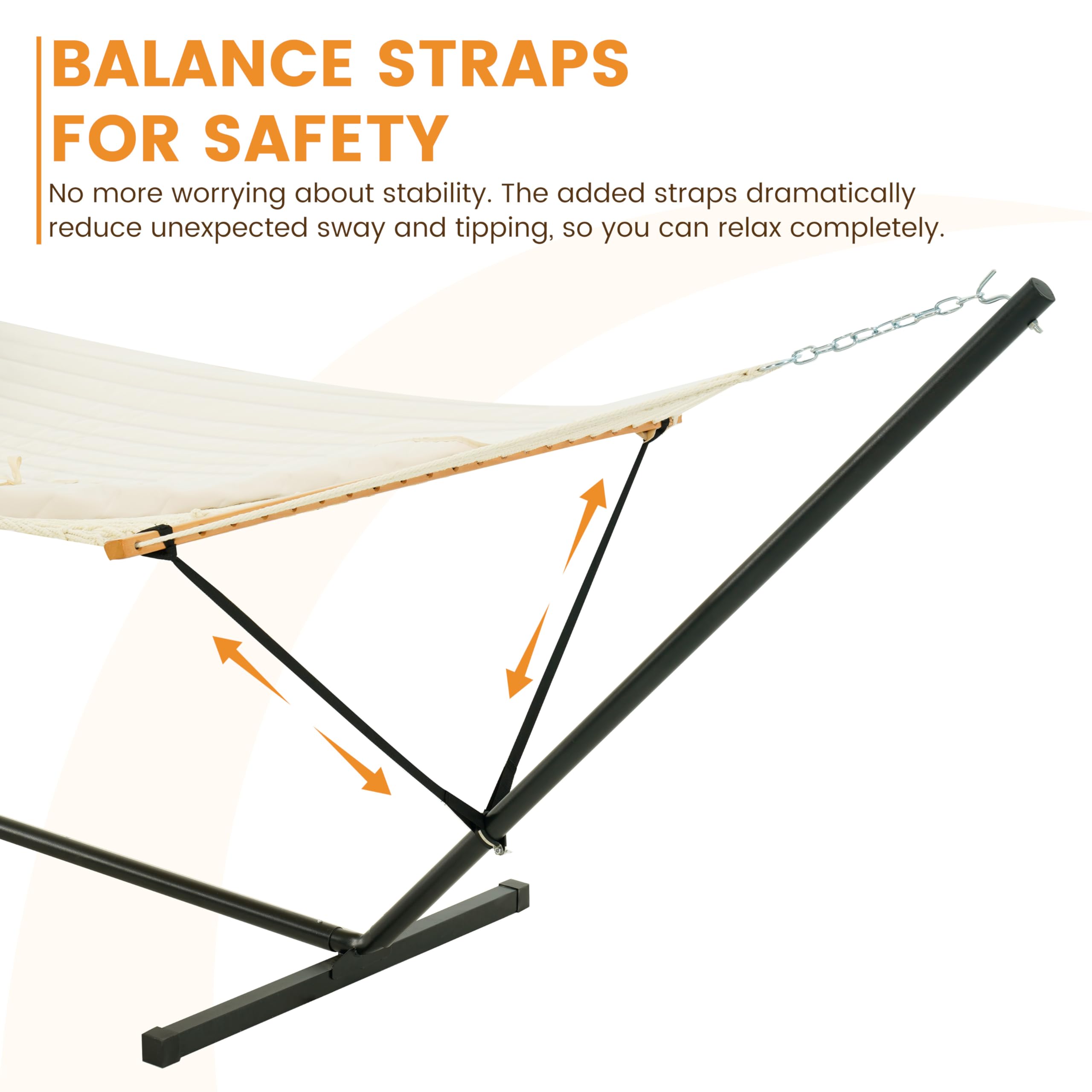 Lazy Daze balance straps close-up illustrating anti-flip stability and safety