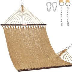 Lazy Daze hammock front view showing full bed and spreader bars, comfortable lounging