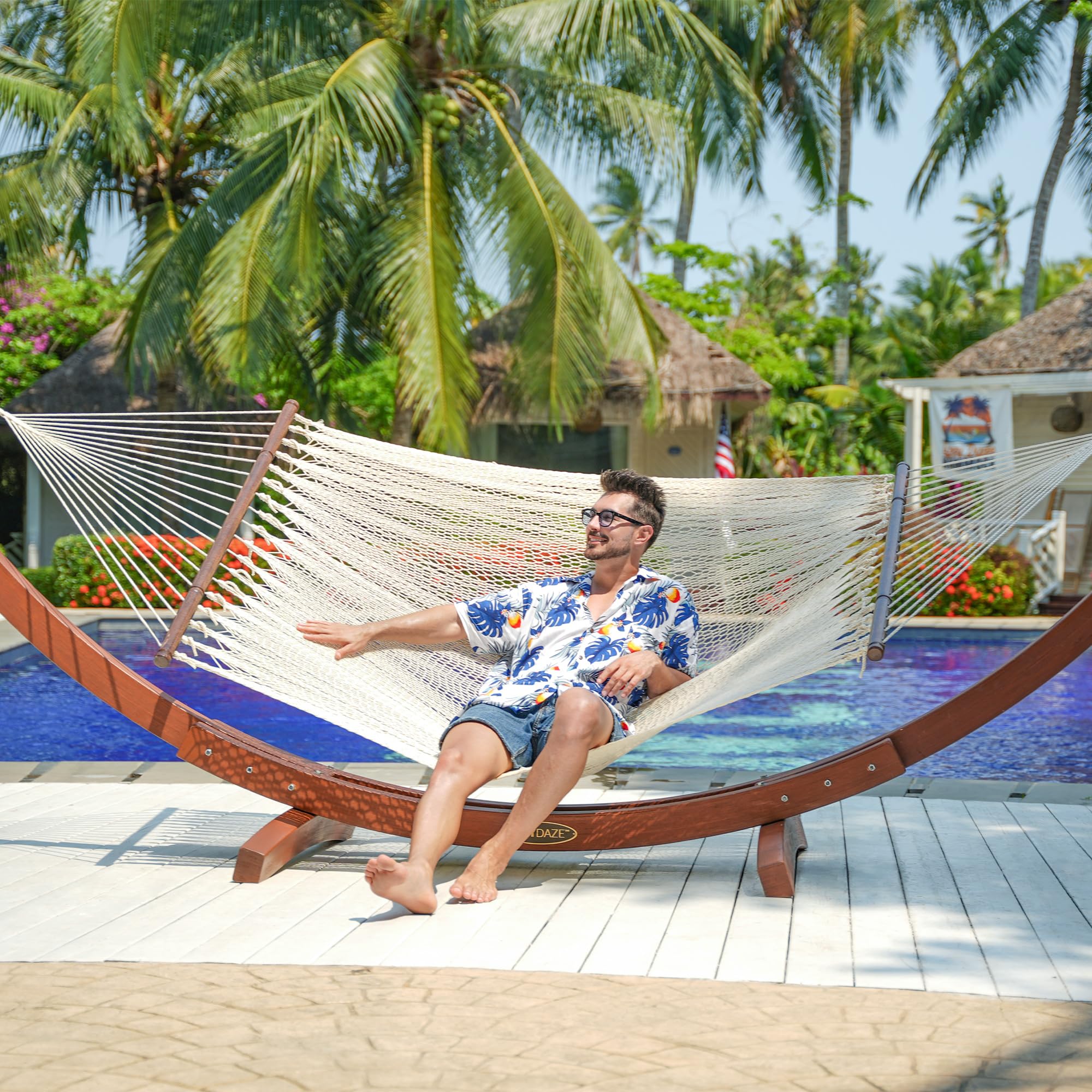 Lazy Daze close knit polyester rope detail showing breathable weave and durability benefit
