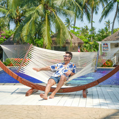 Lazy Daze close knit polyester rope detail showing breathable weave and durability benefit
