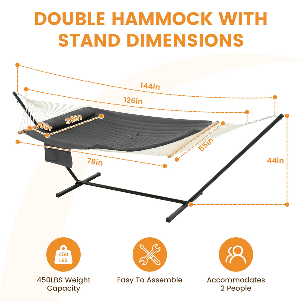 Lazy Daze detachable quilted pad displayed on hammock for cushioned comfort