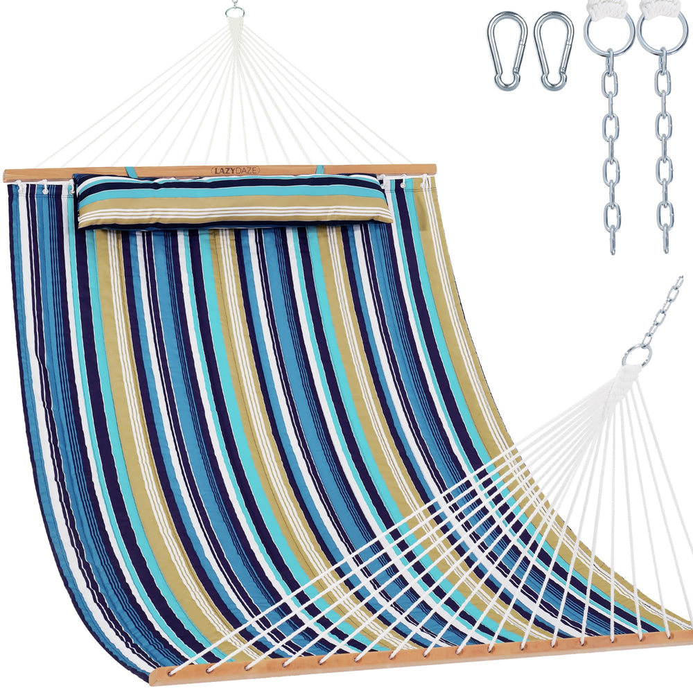 Lazy Daze Hammocks full hammock view showing roomy double bed and spreader bar for comfortable lounging