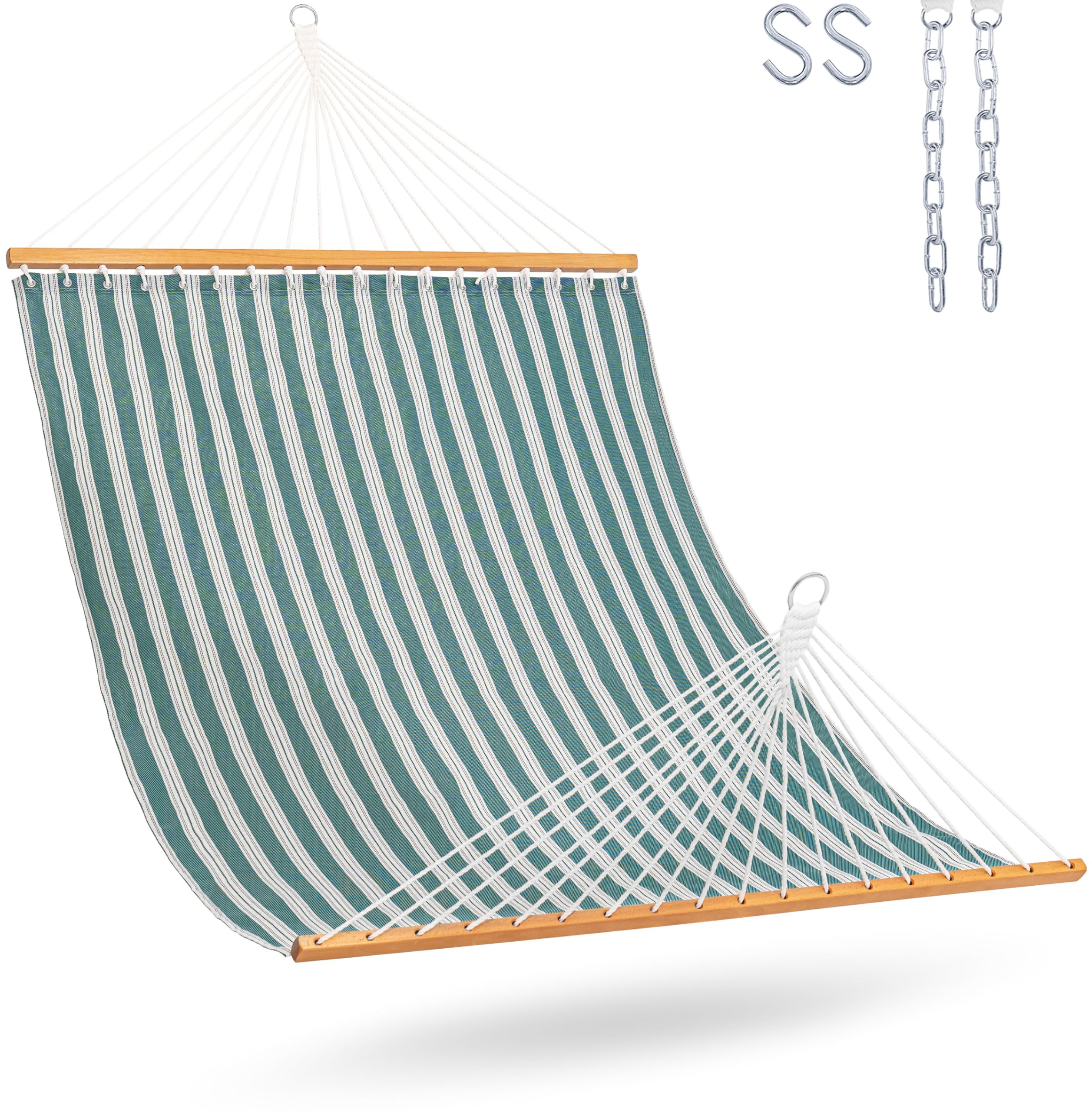 Lazy Daze front view showing full double hammock and spreader bar, comfortable two-person seating
