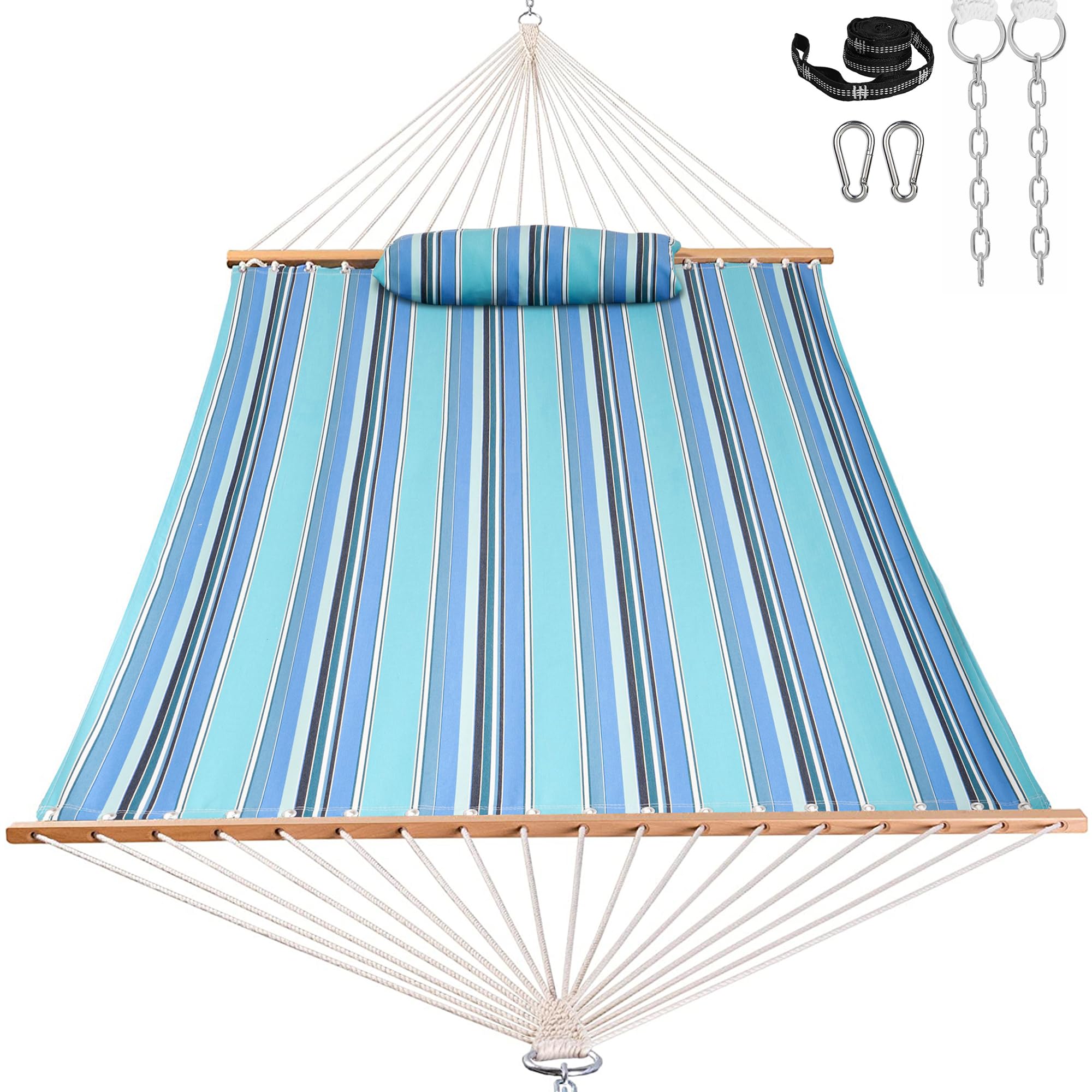 Lazy Daze front view hammock showing full 12 ft setup and inviting lounge benefit