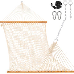 Lazy Daze Hammocks front view showing full double hammock and spreader bars for comfort