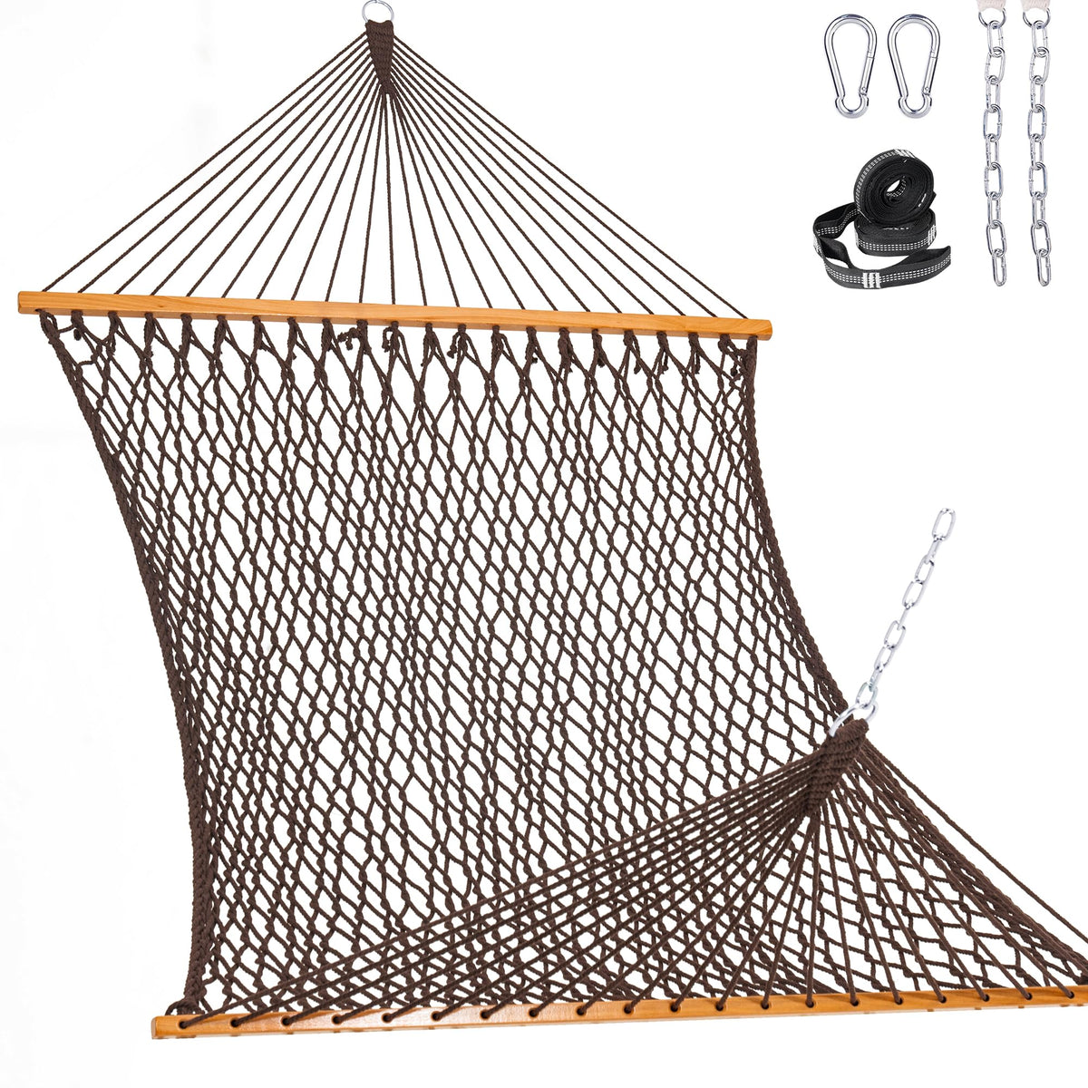 Lazy Daze front view hammock showing full bed and spreader bar for comfortable lounging