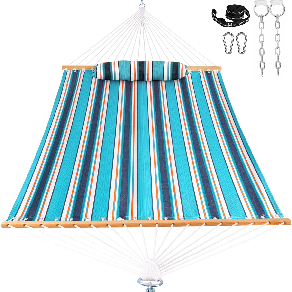 Lazy Daze front view showing full hammock and spreader bar for durable comfort