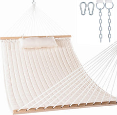 Lazy Daze front view of quilted hammock showing roomy two-person comfort