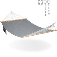 Lazy Daze front view with spreader bar showing open bed and comfort