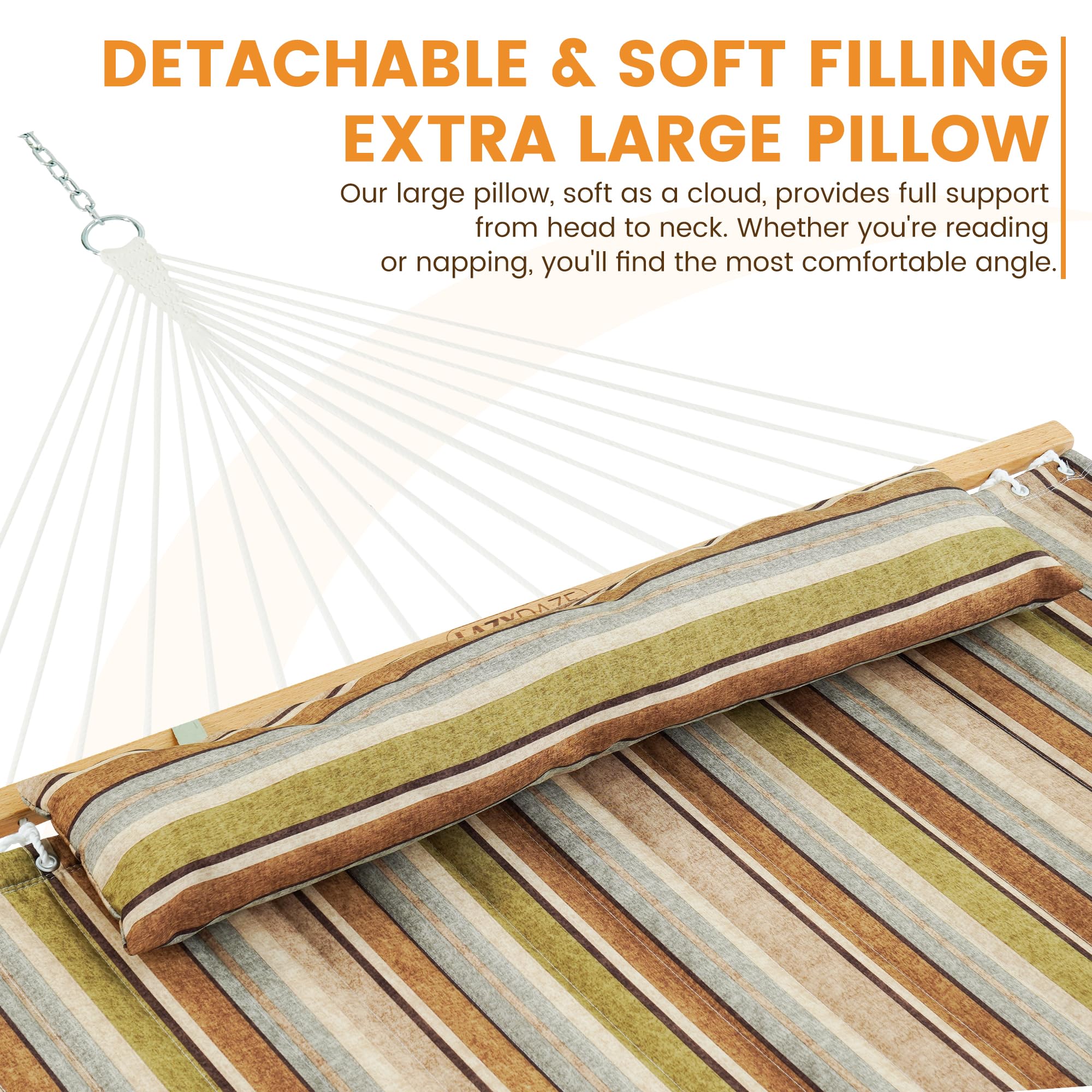 Lazy Daze Hammocks removable head pillow detail offering neck support and convenience