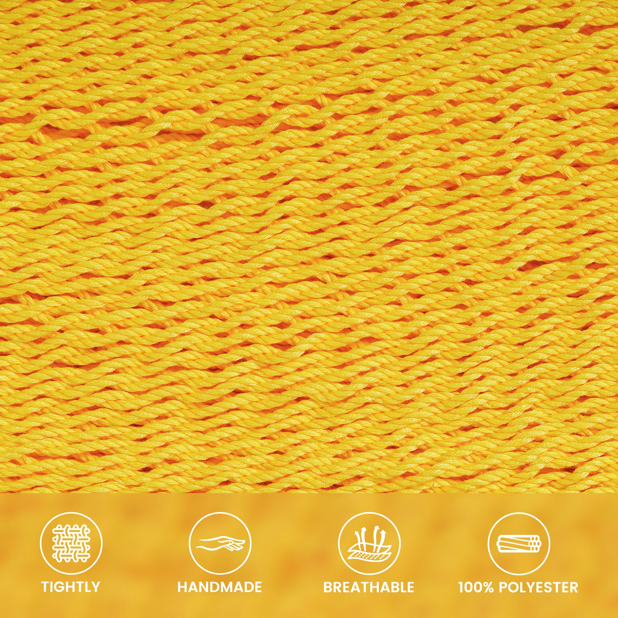 Lazy Daze detailed shot of handwoven polyester rope texture highlighting breathable, durable weave