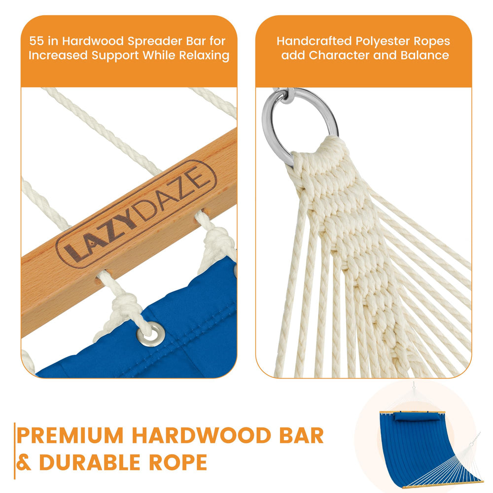 Lazy Daze handwoven ropes and reinforced end loops demonstrating durable support