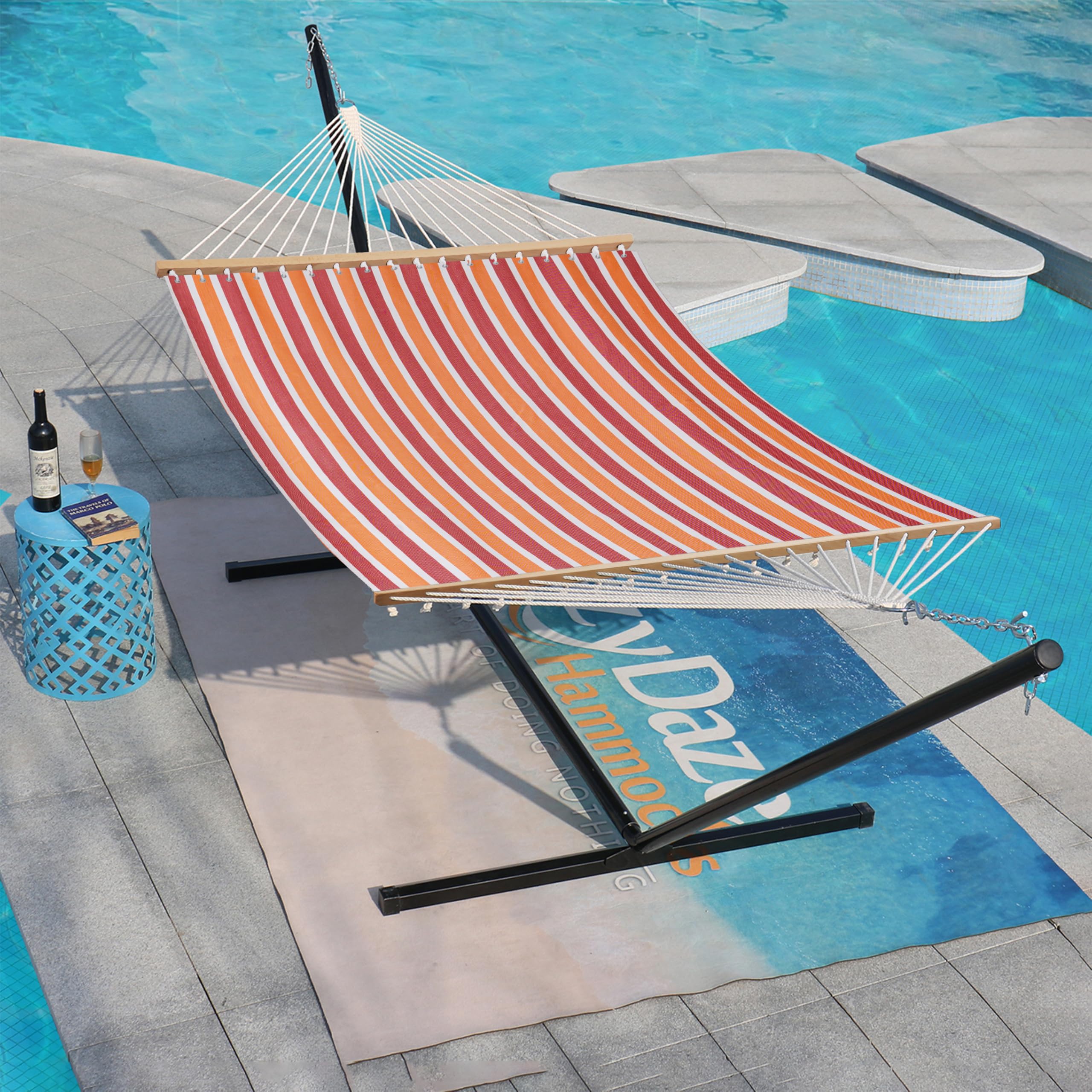 Lazy Daze hammock on patio scene illustrating outdoor relaxation and durable design