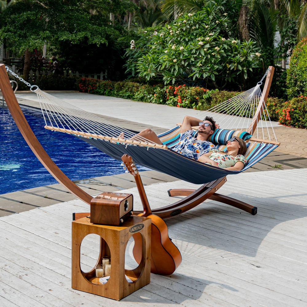 Lazy Daze Hammocks quilted fabric close-up showing padded texture and durable fade-resistant material
