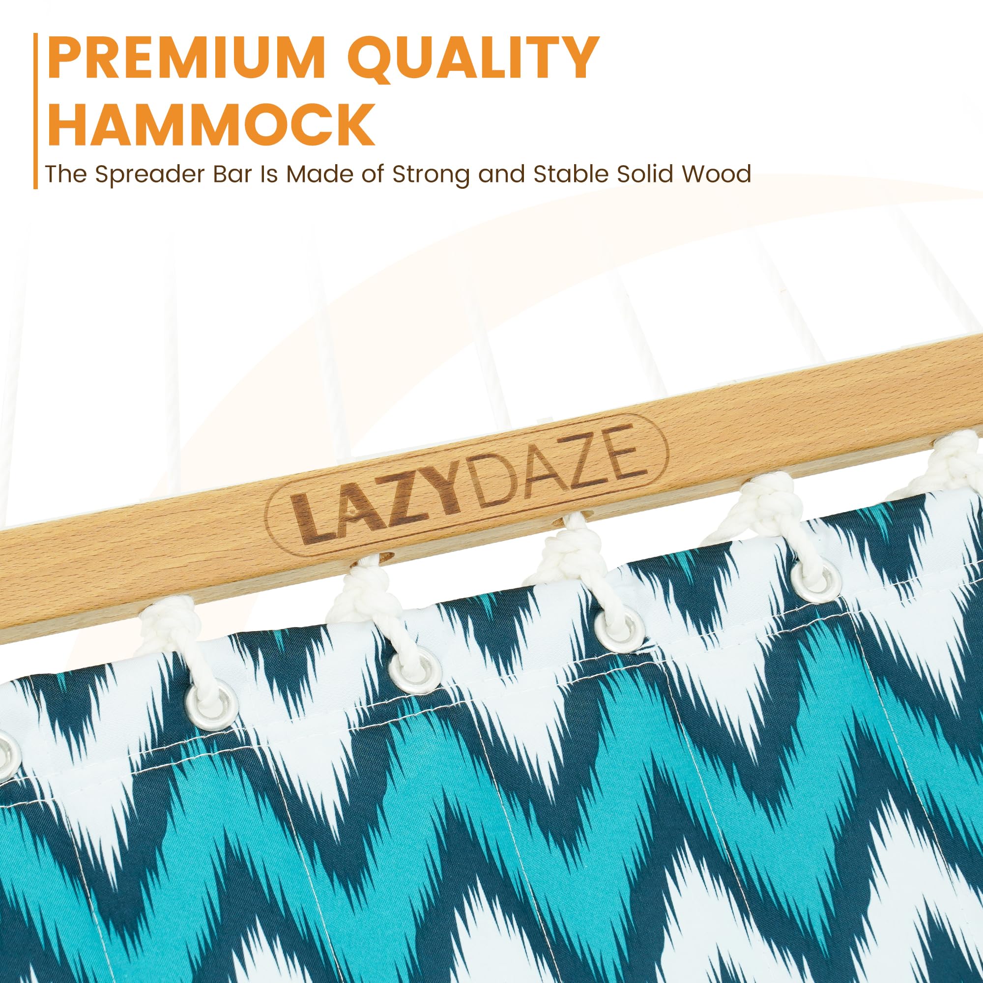 Lazy Daze handwoven ropes and thick end cords detail demonstrating balanced strength and secure hanging