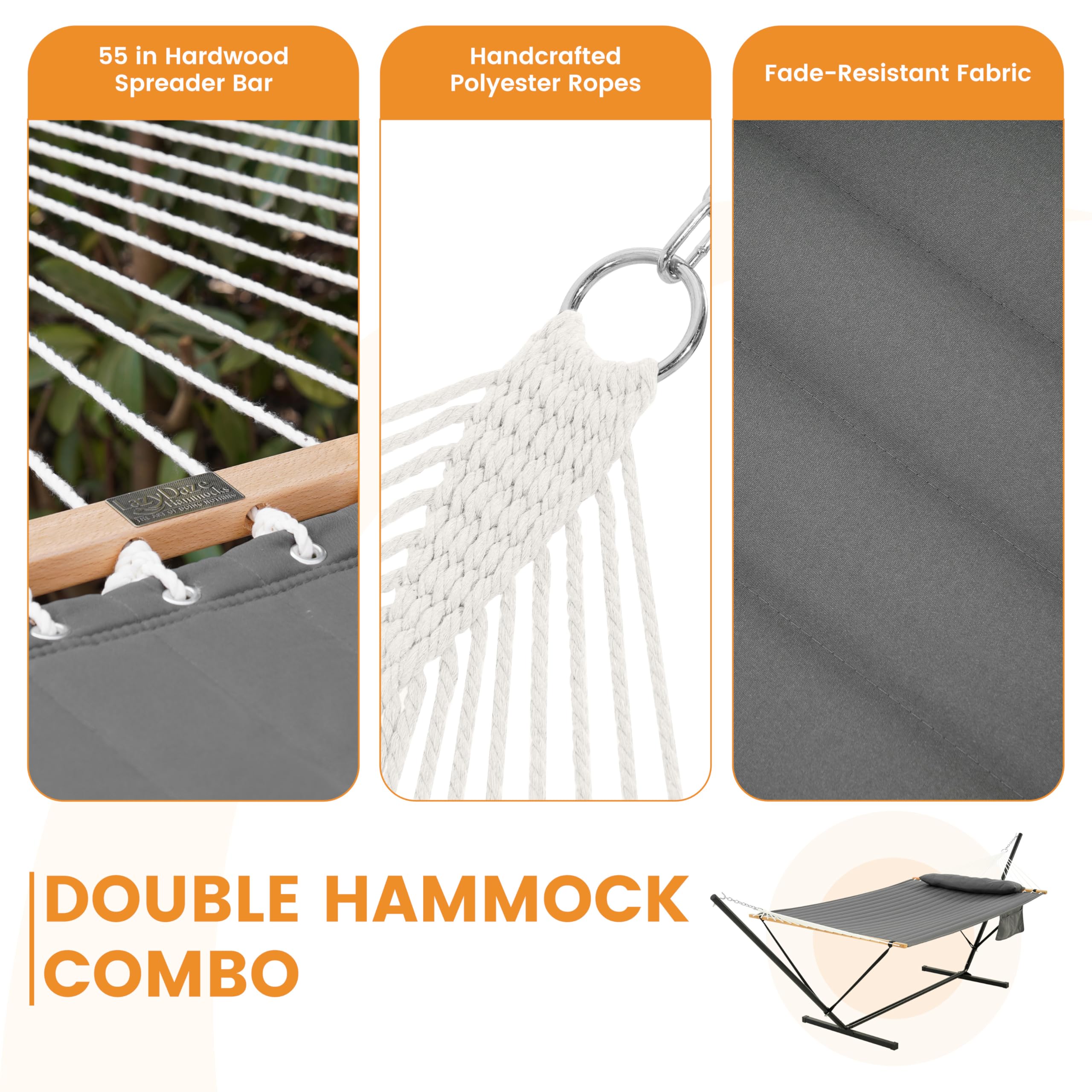 Lazy Daze ropes and zinc rings showing secure suspension components