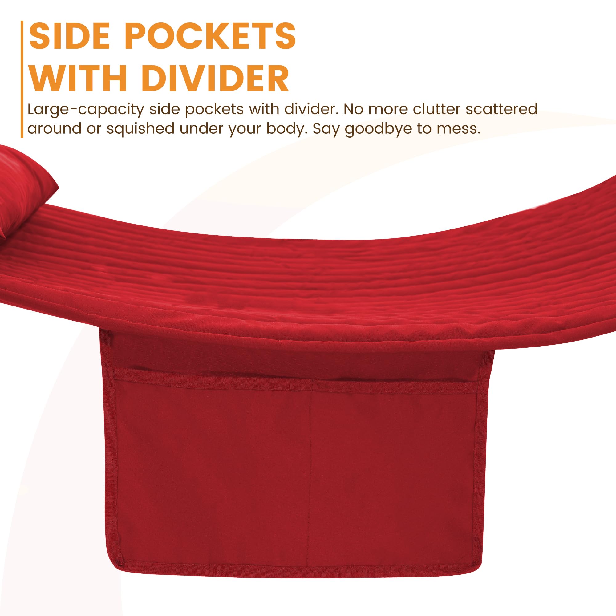 Lazy Daze divided side pockets holding phone and book for convenience