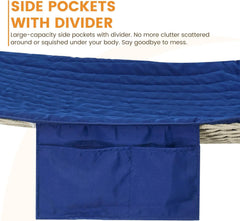 Lazy Daze Hammocks side ties secured to spreader bar for wind-resistant hold