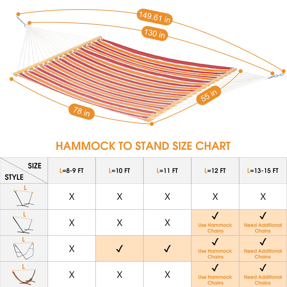 Lazy Daze dimension layout showing overall length and recommended hanging measurements
