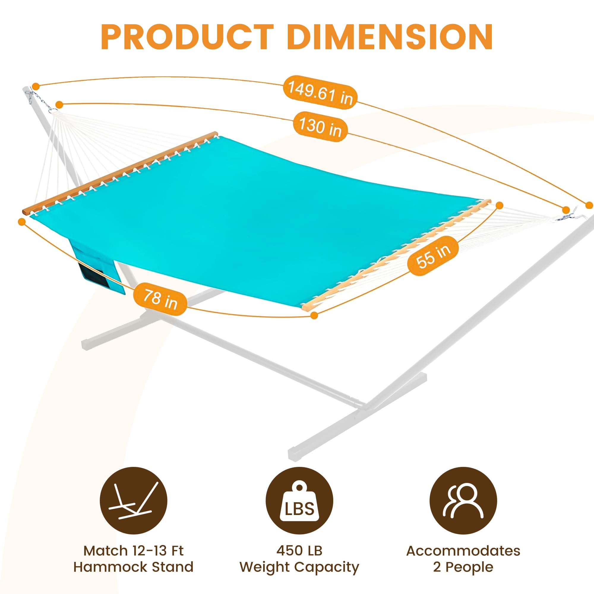 Lazy Daze hammock size comparison with person illustrating bed dimensions and scale
