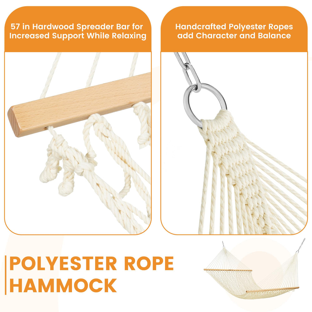 Lazy Daze hardwood spreader bar detail showing durable finish and balance