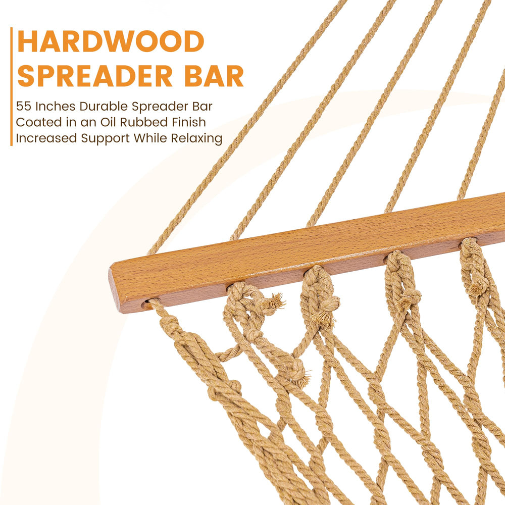 Lazy Daze hardwood spreader bar detail with finish, showing stability and weather resistance