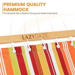 Lazy Daze spreader bar wood grain displaying sturdy FSC-certified hardwood