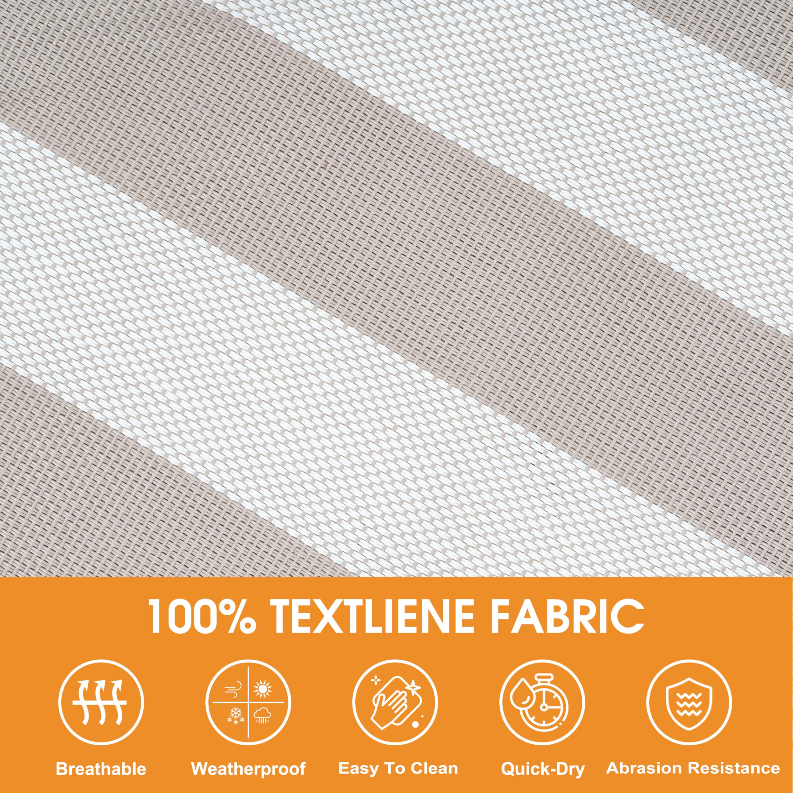 Lazy Daze close-up of Textilene fabric showing quick-dry mesh and breathable comfort benefit