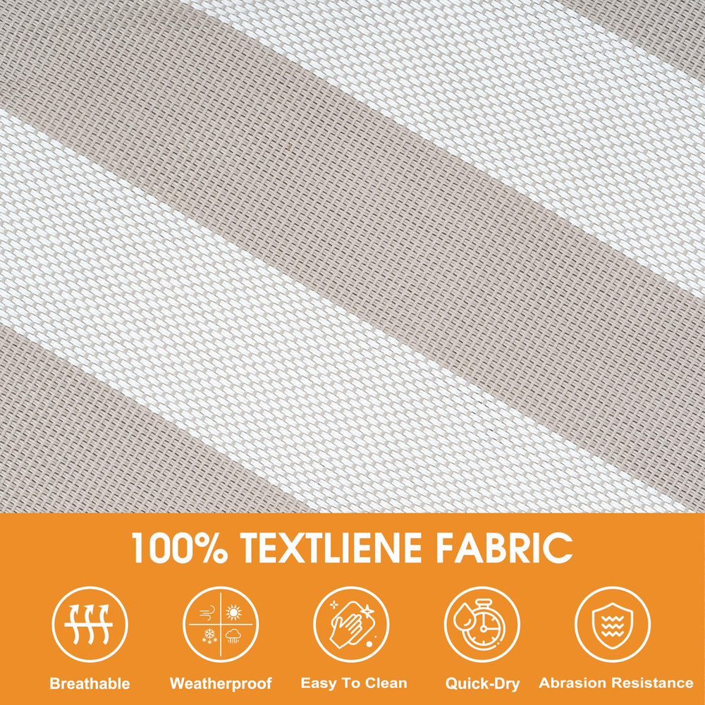 Lazy Daze close-up of Textilene fabric showing quick-dry mesh and breathable comfort benefit