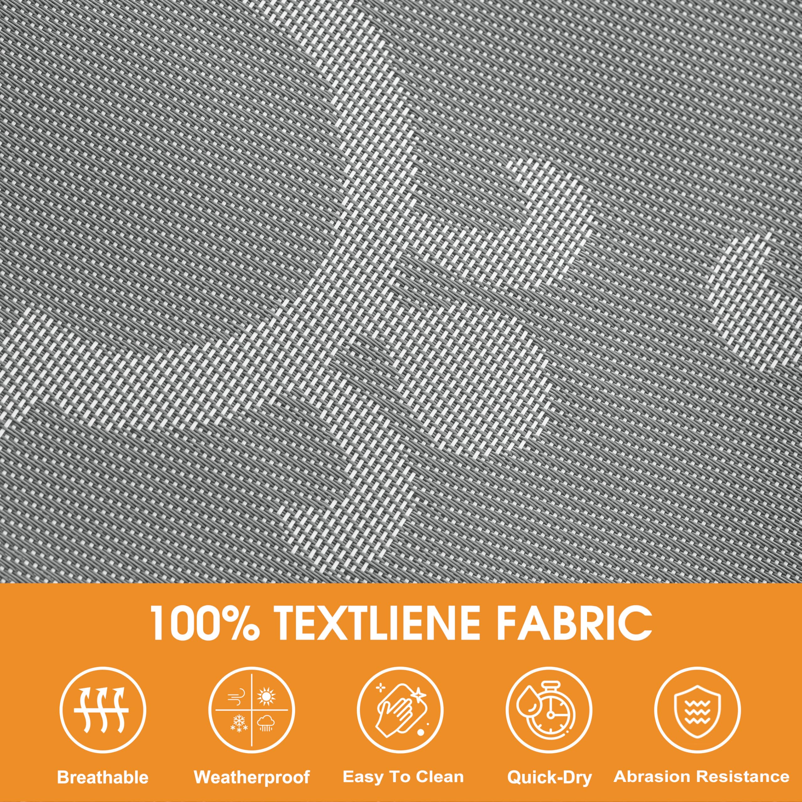 Lazy Daze close-up of Textilene weave highlighting quick-dry fabric durability and comfort