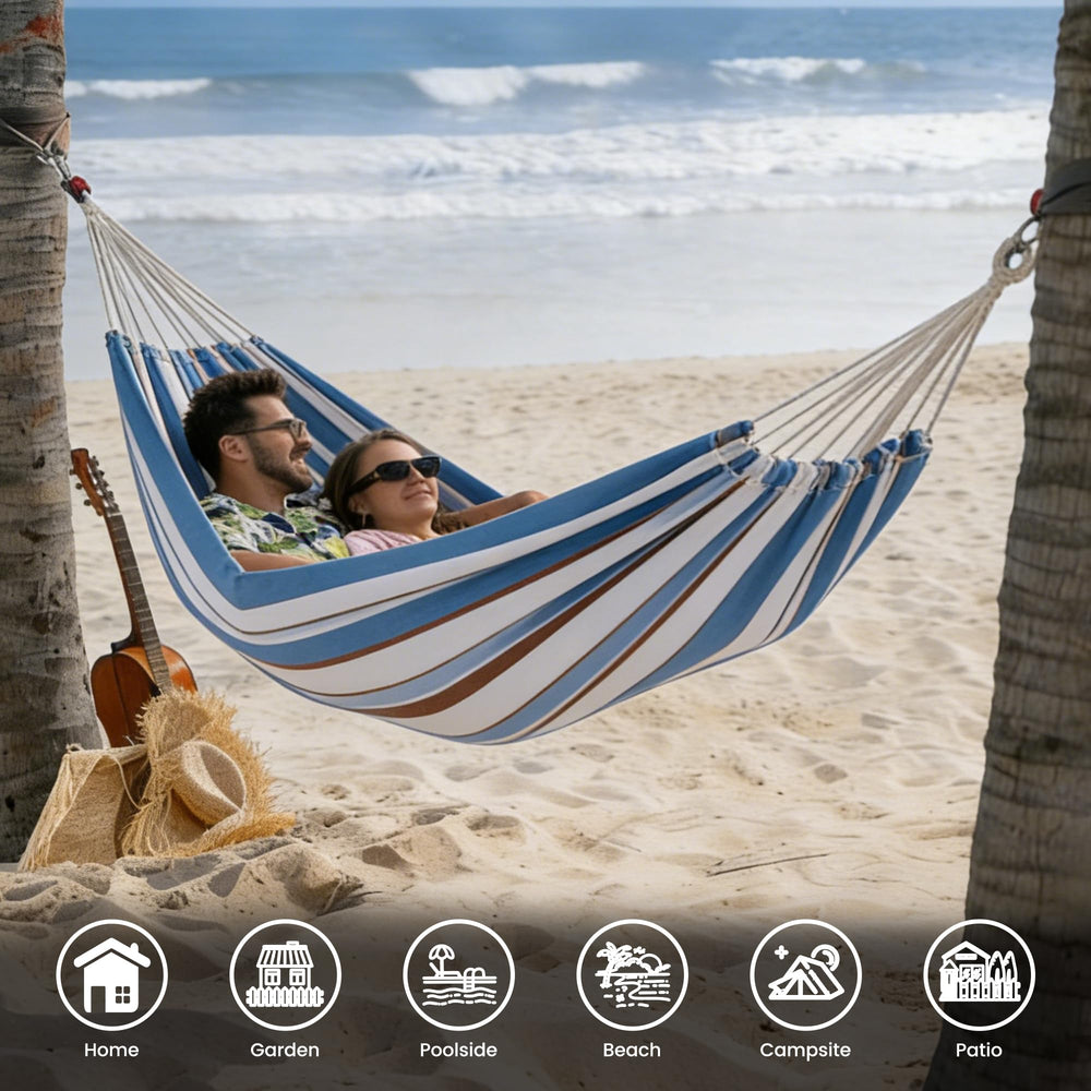 Lazy Daze hammock folded in drawstring bag for easy transport benefit