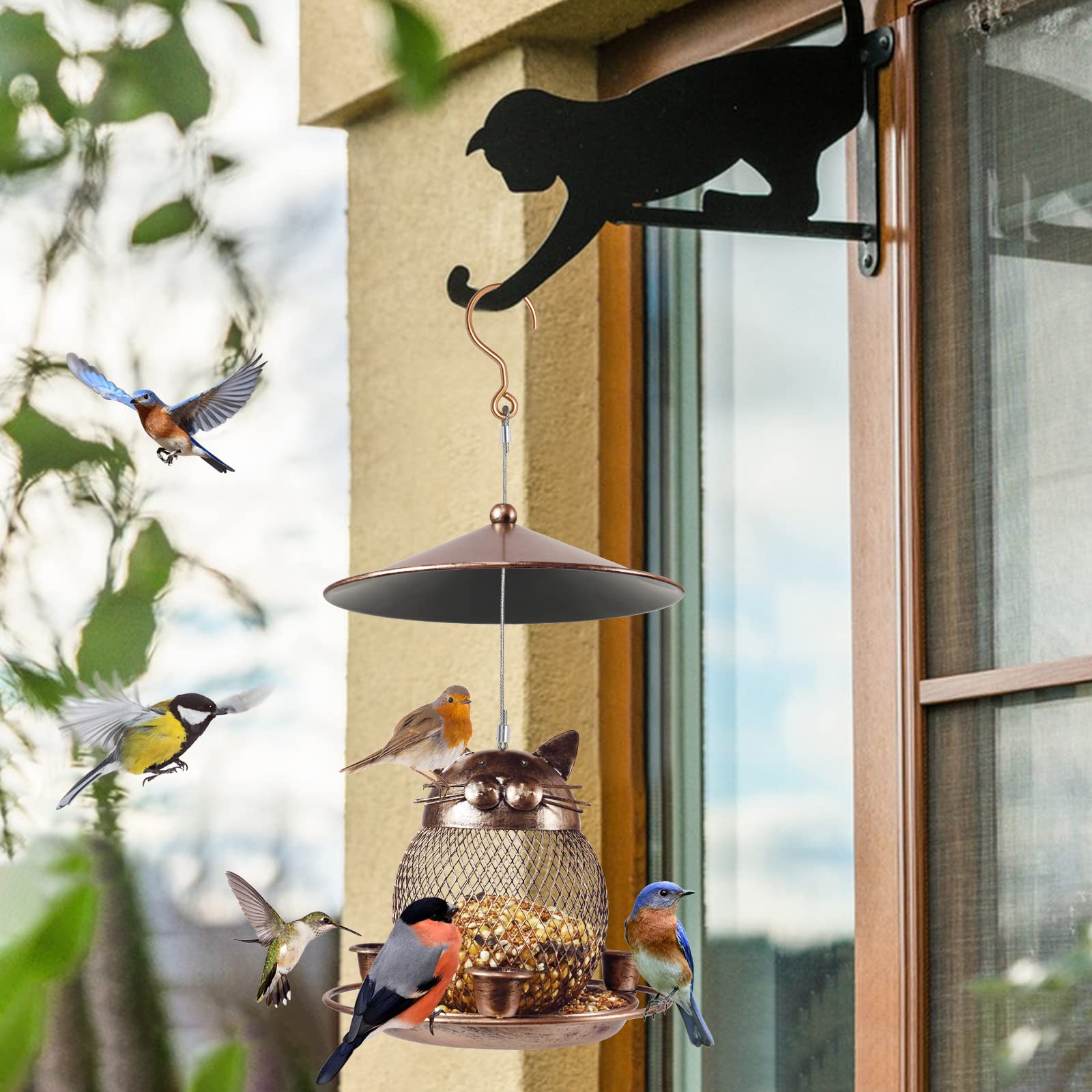 LBTING feeder hanging in garden illustrating decorative appeal and bird-friendly placement