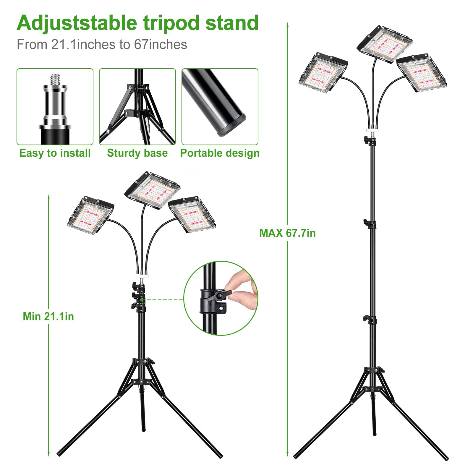 LBW stand fully extended demonstrating height range advantage