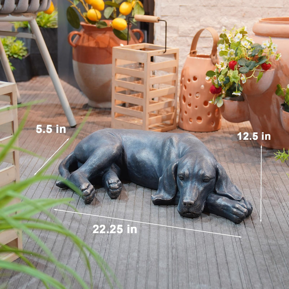 LC LCdecohome sleeping dog nestled in flowerbed adding tranquil garden accent
