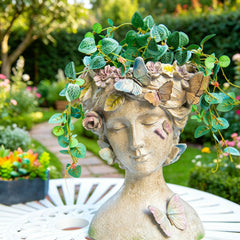 LC LCdecohome front view showing facial planter and lifelike roses, enhances decor