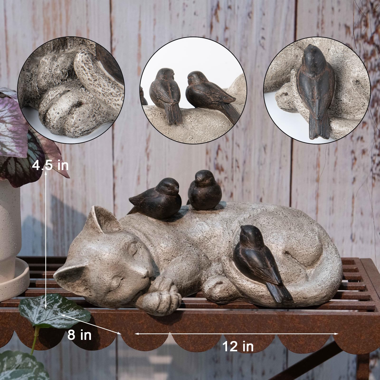 LC LCdecohome statue on patio table showing decorative use and small scale