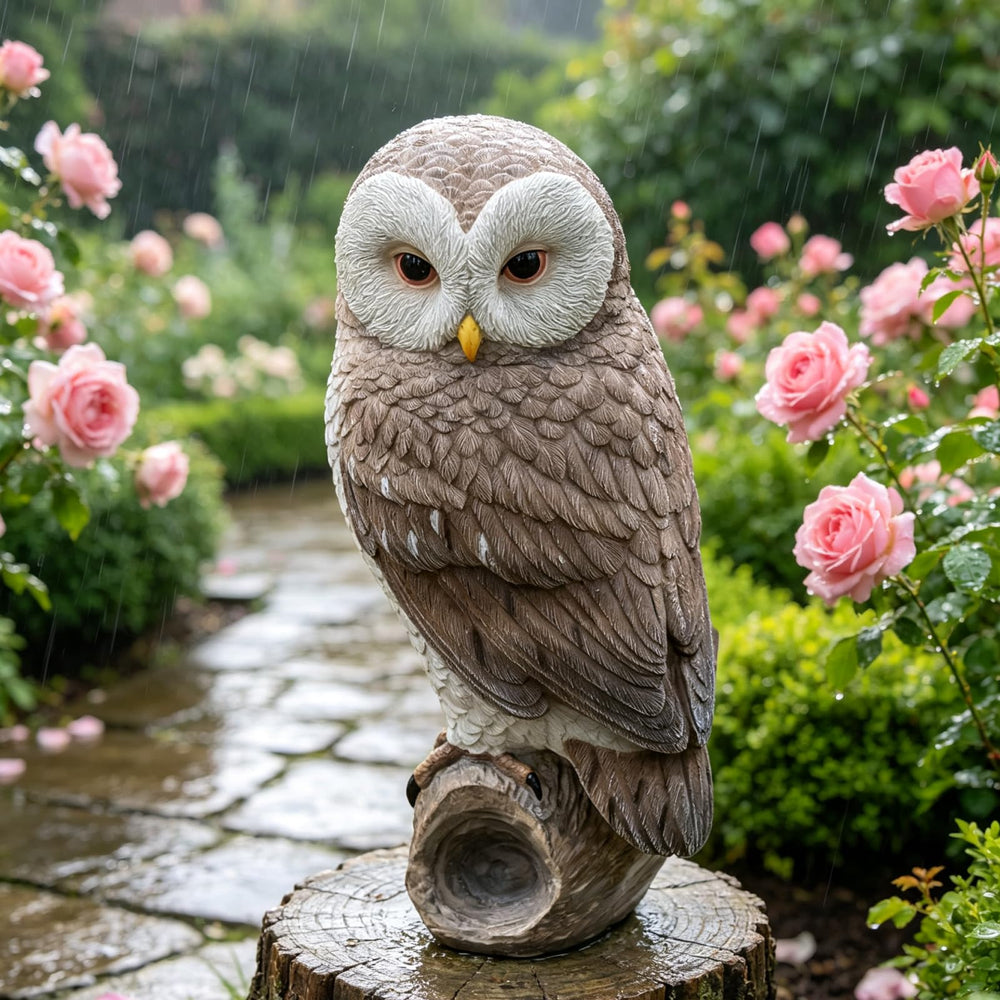 LCdecohome owl perched base detail demonstrating stable branch support