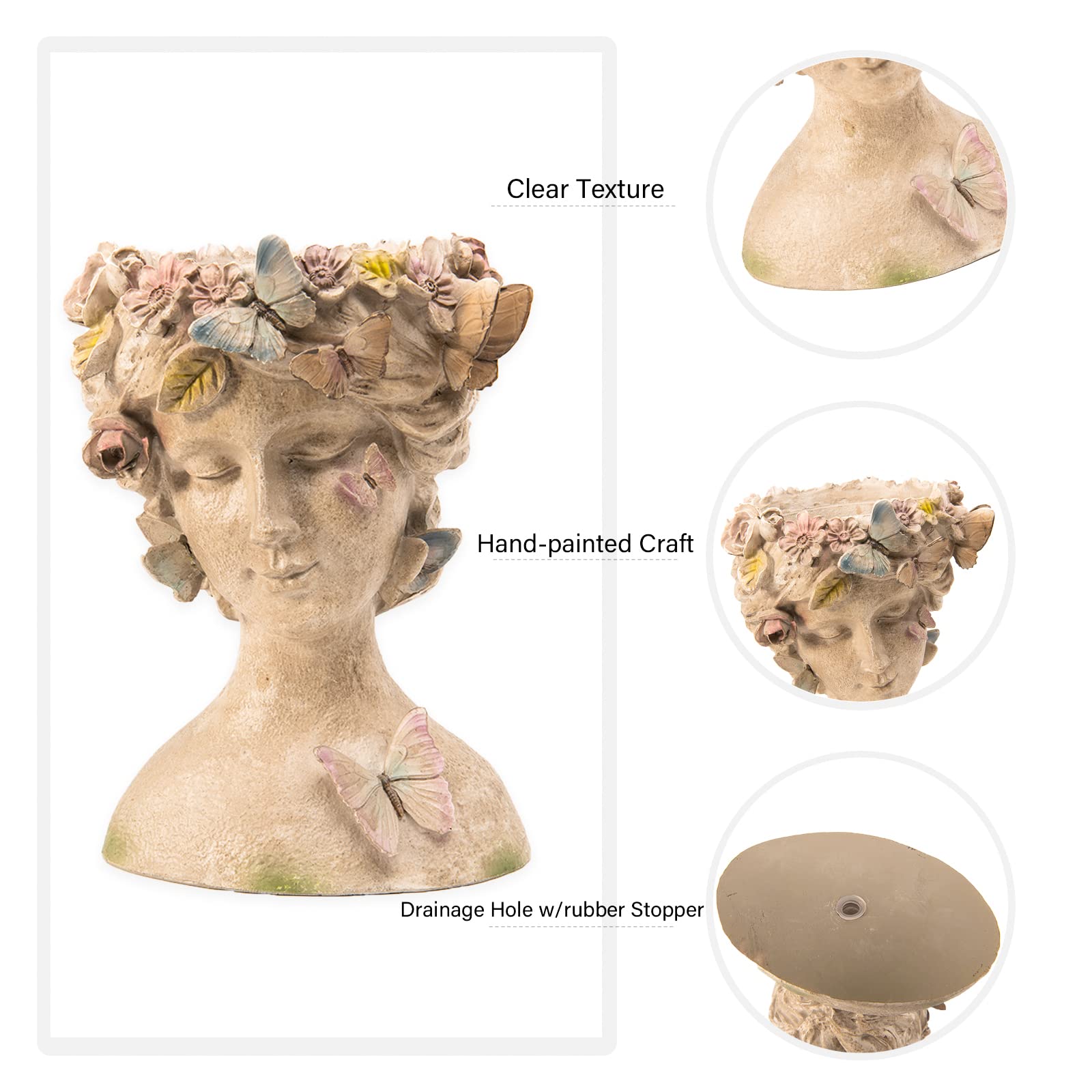 LC LCdecohome close-up of sculpted roses and butterflies, shows artisan detail