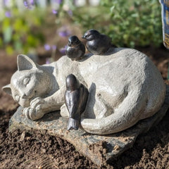 LC LCdecohome sleeping cat front view showing peaceful pose and durable finish