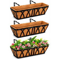 LCHUANG front view of 24-inch railing planter showing neat planting benefit