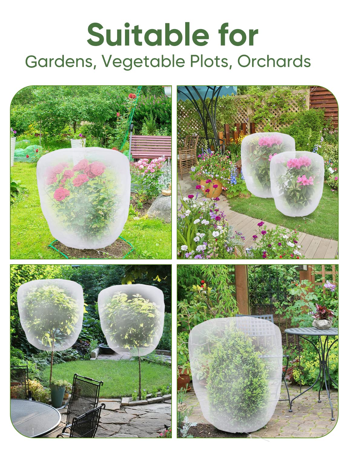 LCHUANG netting draped over tomato plant demonstrating protection and harvest access