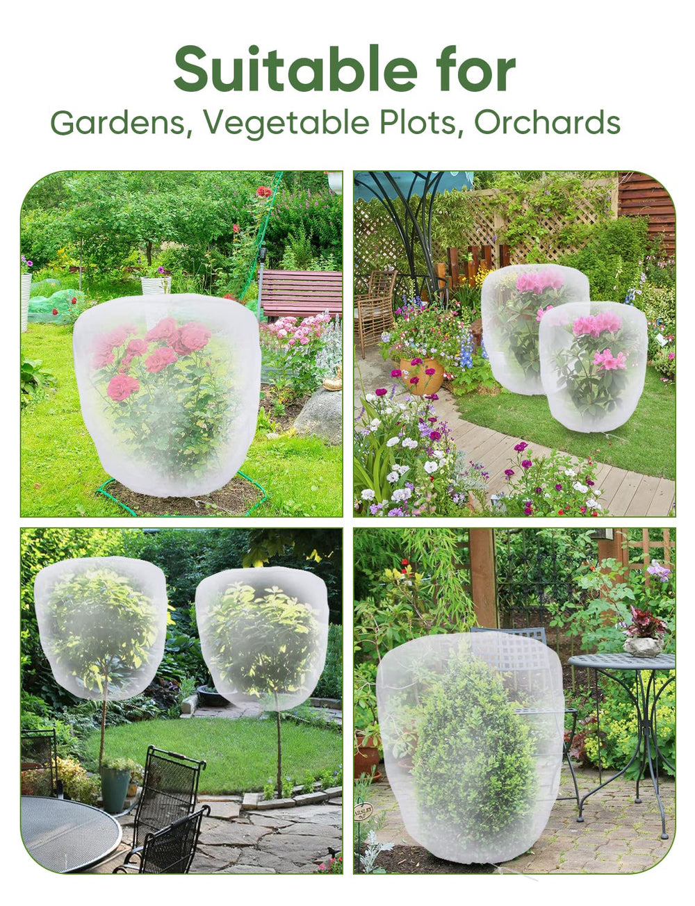 LCHUANG netting draped over tomato plant demonstrating protection and harvest access