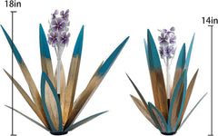 LCJECV close-up of purple flower detail on agave sculpture highlighting handcrafted paintwork